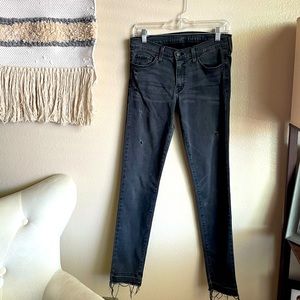 Flying Monkey Distressed Black Ankle Crop Jean